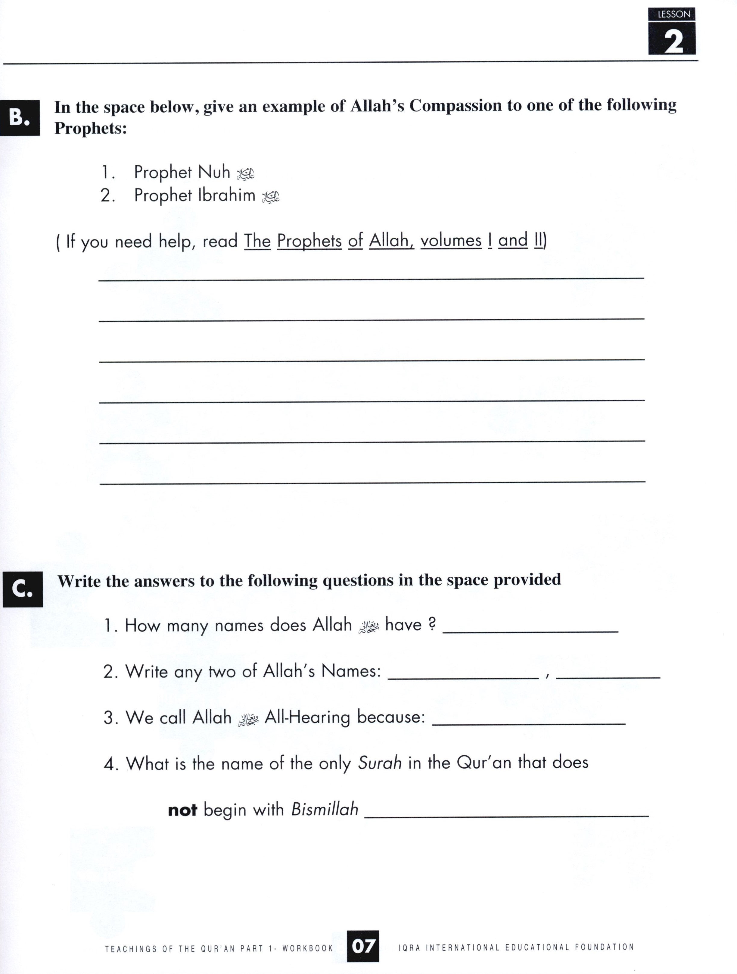 Teachings of the Qur'an Workbook Volume 1