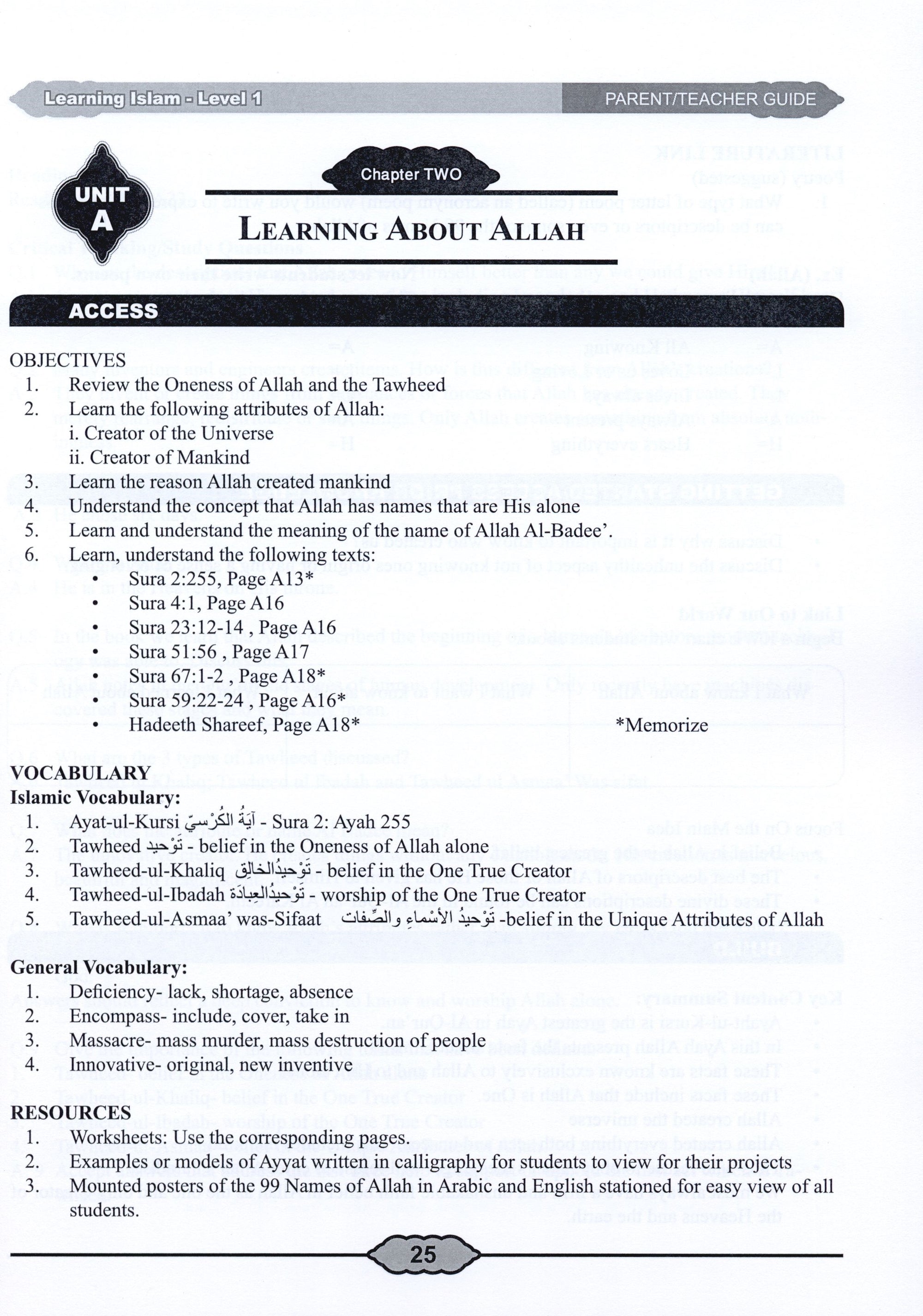 Learning Islam Teacher Book Level 1 (6th Grade)