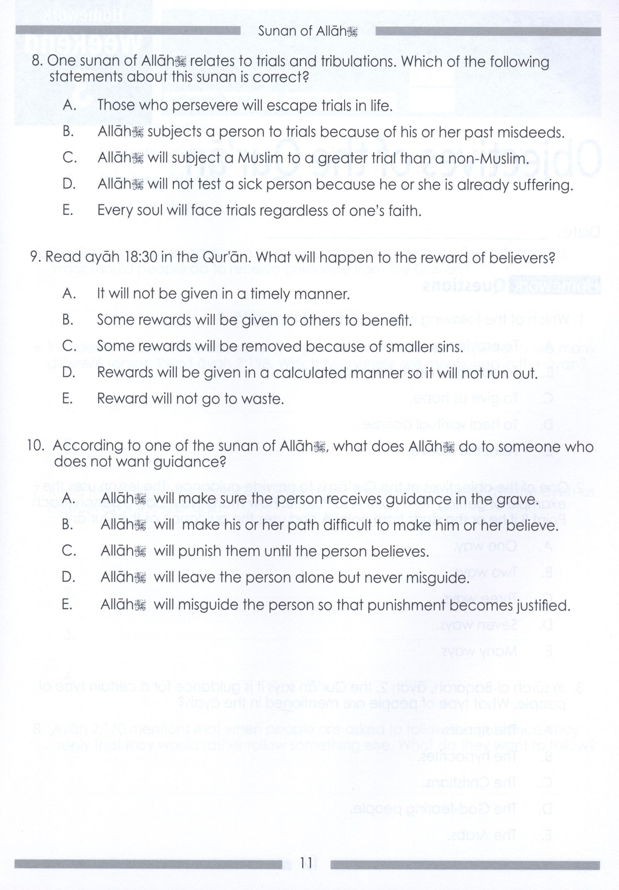 Weekend Learning Islamic Studies Workbook Level 8