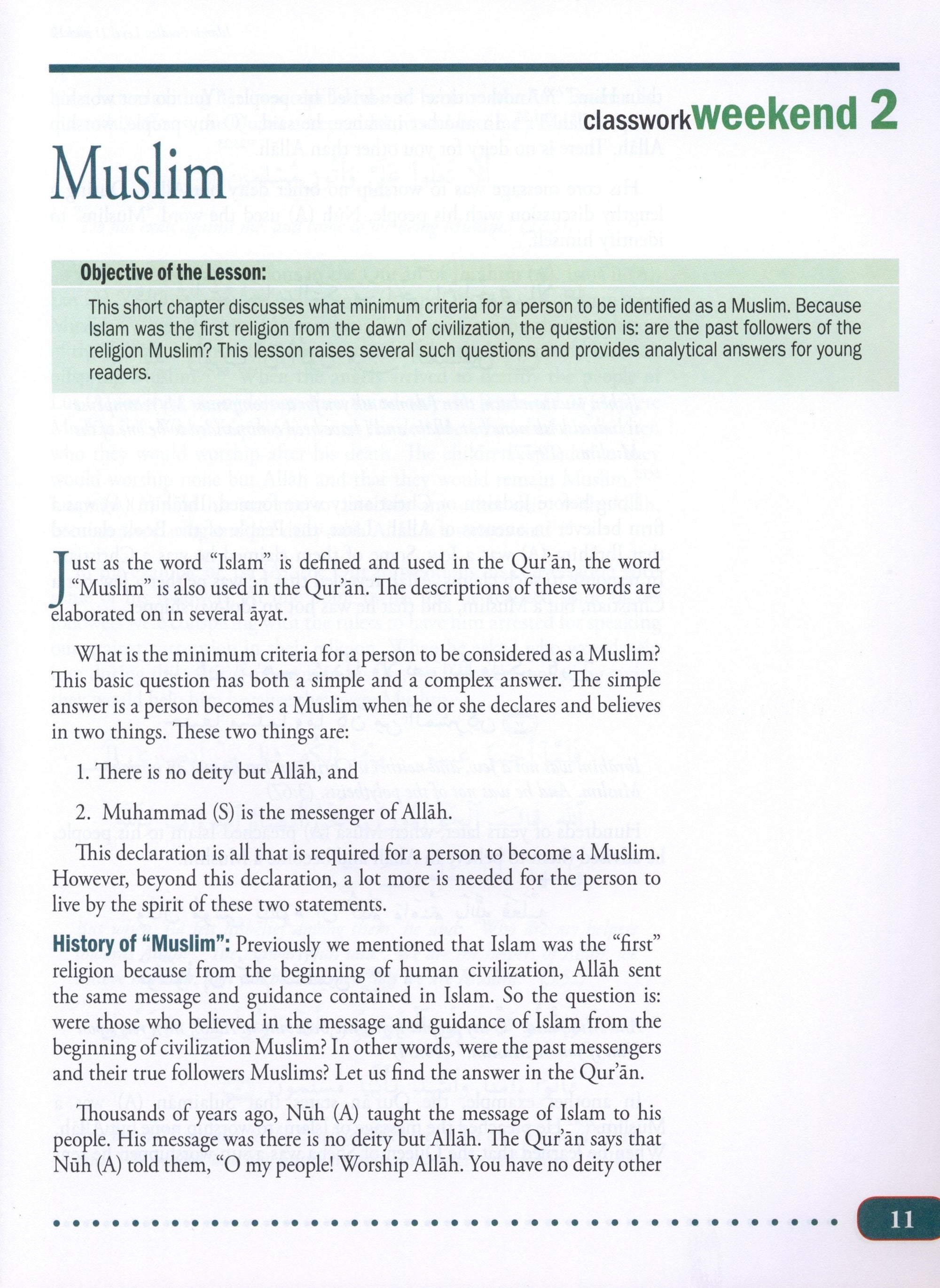 Weekend Learning Islamic Studies Level 11 & 12