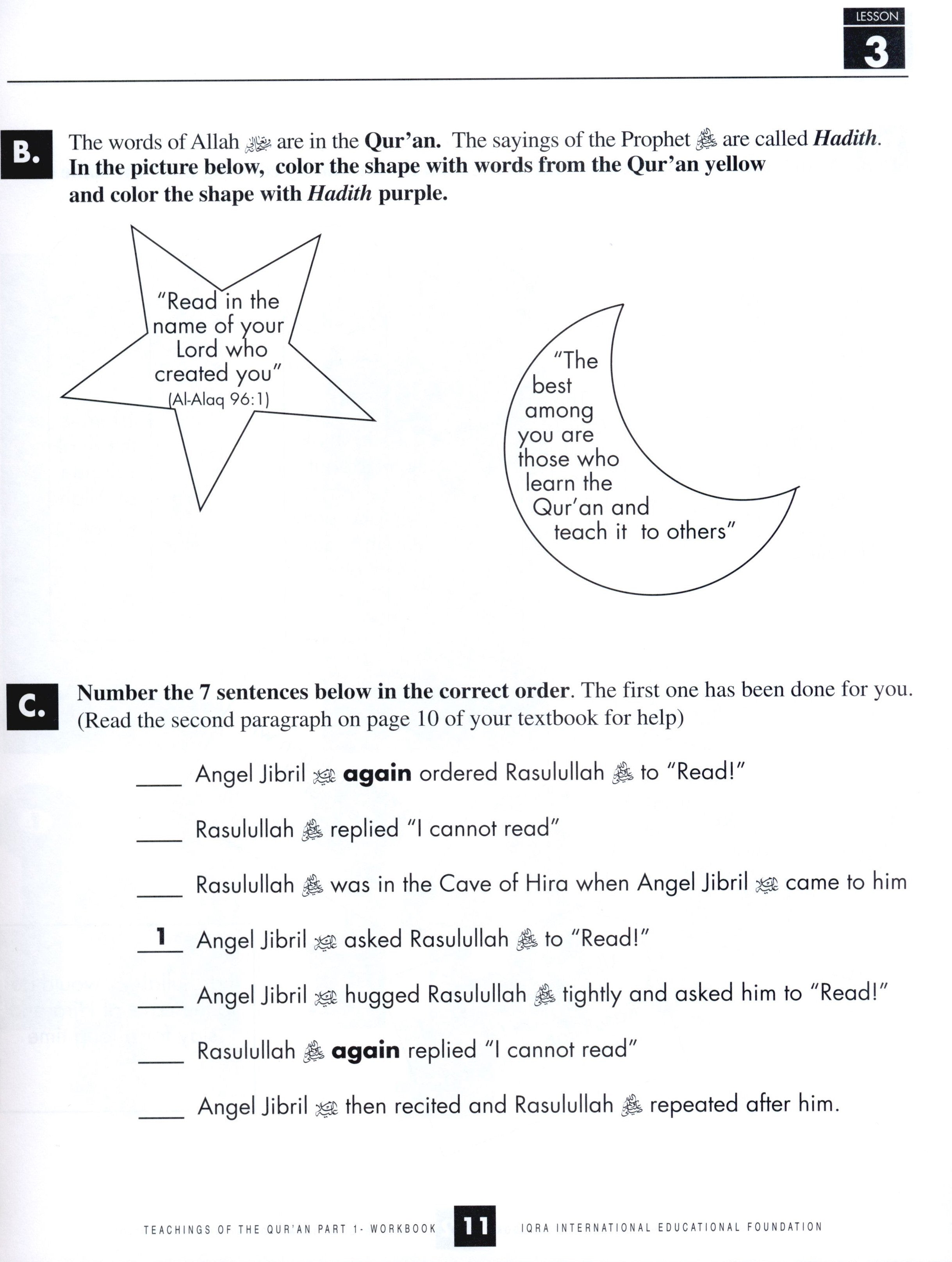 Teachings of the Qur'an Workbook Volume 1