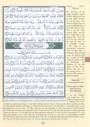 تجويد القرآن جزء تبارك الجزء 29 مع الترجمة والنطق 7 × 9
