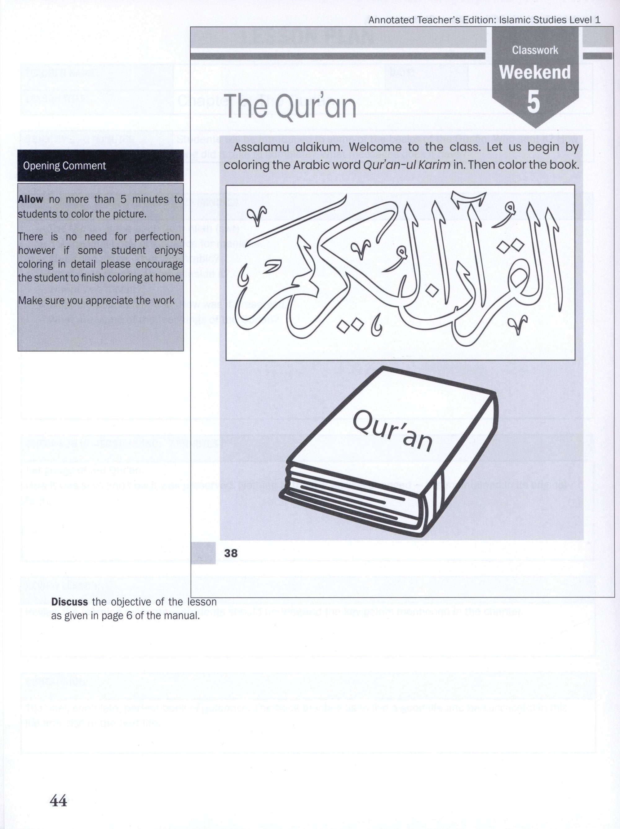 Weekend Learning Islamic Studies Teacher Manual Level 1