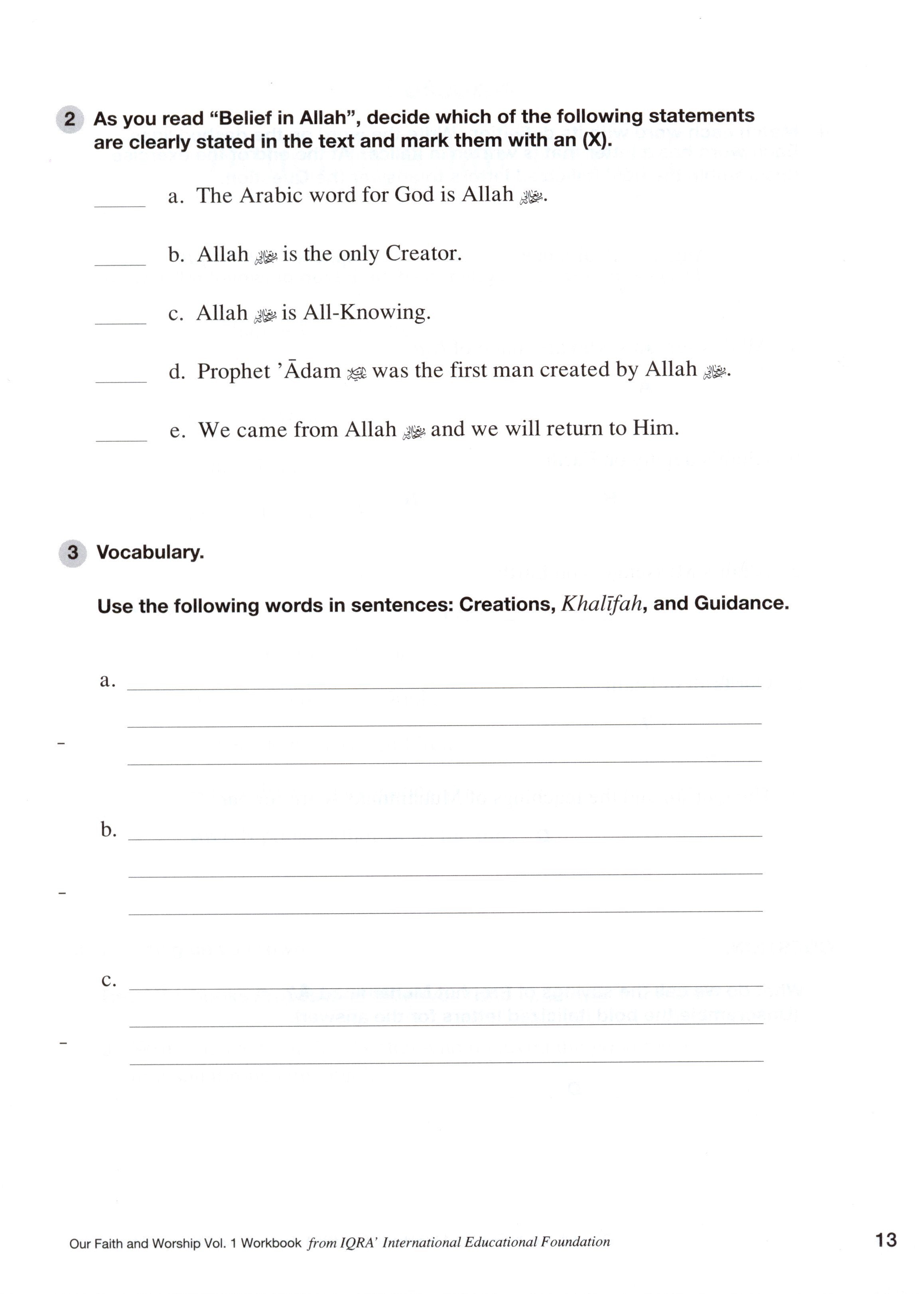 Our Faith and Worship Workbook Volume 1