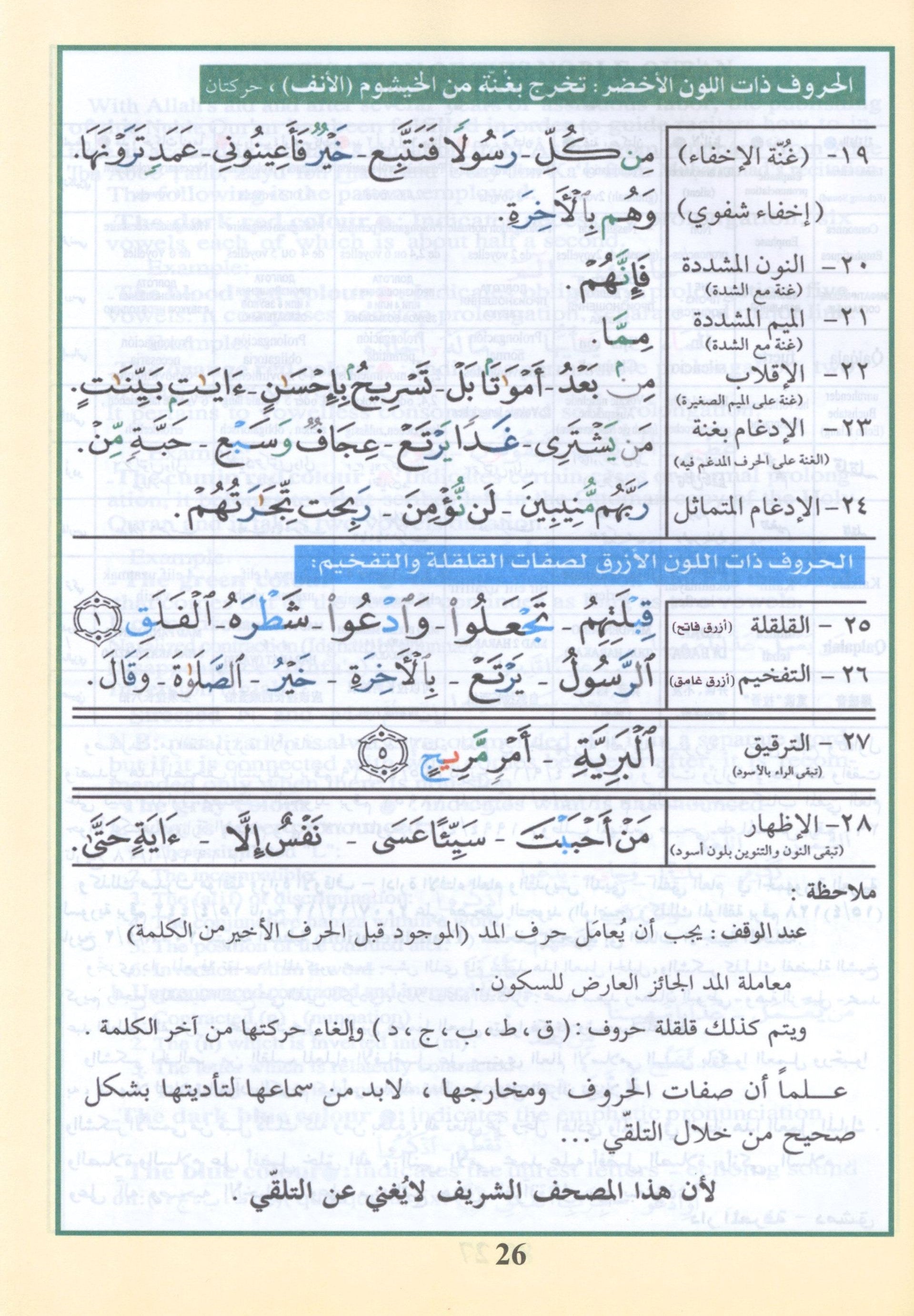 تجويد القرآن جزء تبارك الجزء 29 مع الترجمة والنطق 7 × 9