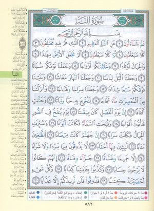 مصحف تجويد ملون مع سحاب 4 بوصة × 5.5 بوصة حجم متوسط (النسخة العربية)