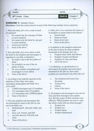 Learning Islam Weekend Edition Worksheets Level 3 (8th Grade)