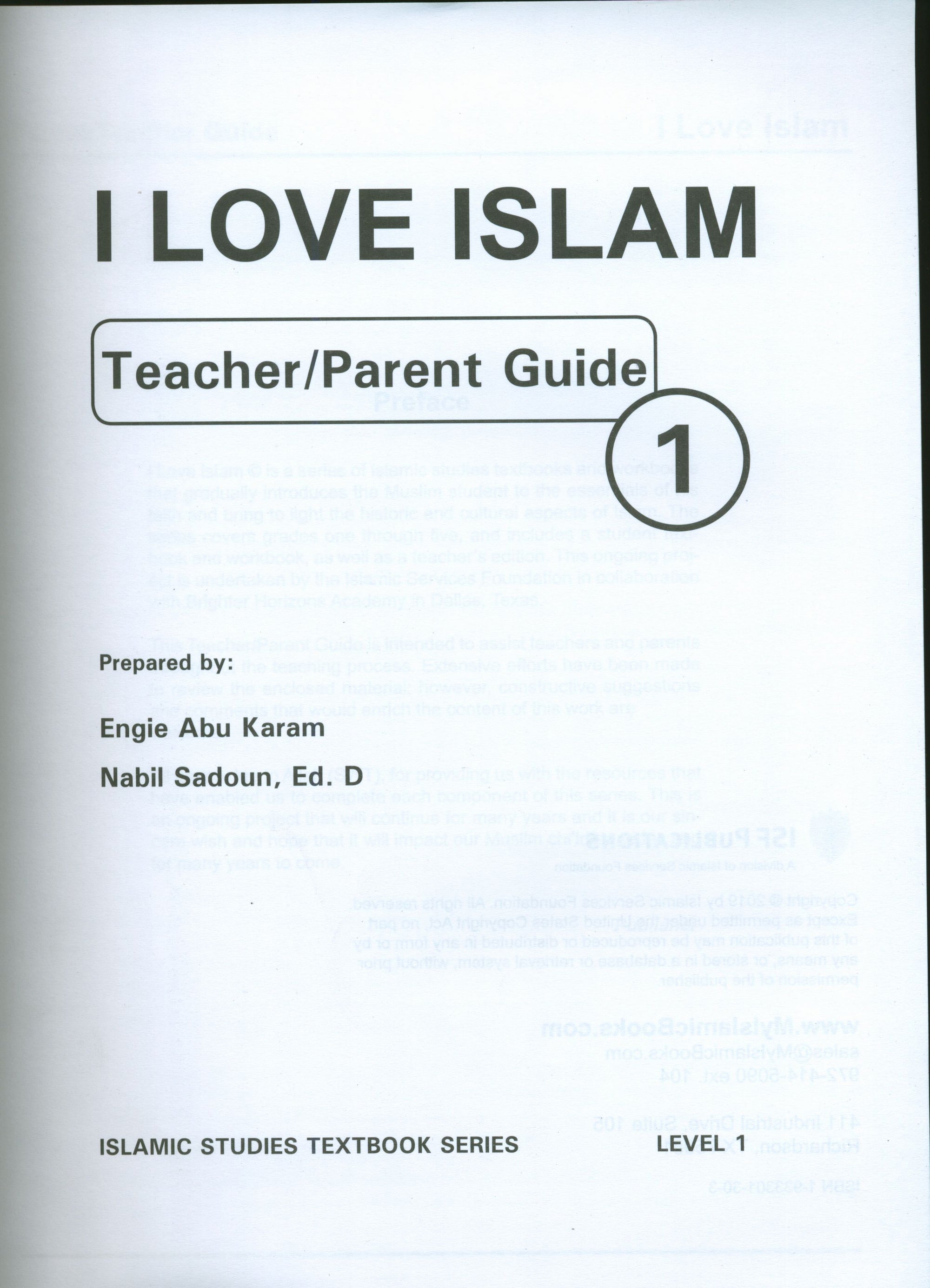 I Love Islam Teacher / Parent Guide Level 1