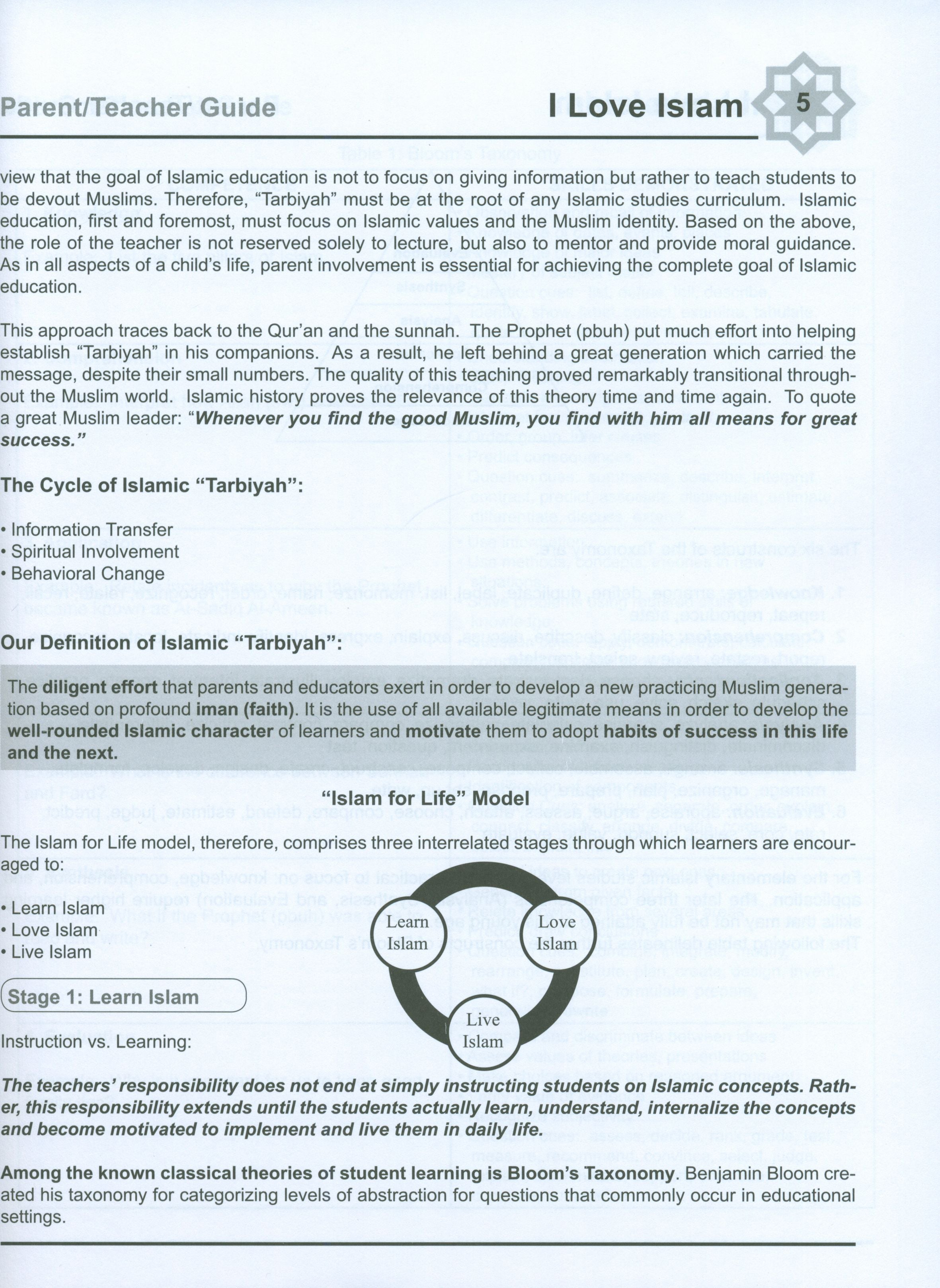 I Love Islam Teacher / Parent Guide Level 5 - First Edition