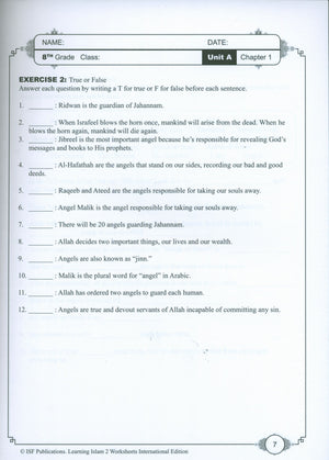 Learning Islam Weekend Edition Worksheets Level 2 (7th Grade)