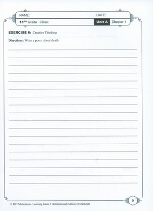 Learning Islam Weekend Edition Worksheets Level 5 (10th Grade)