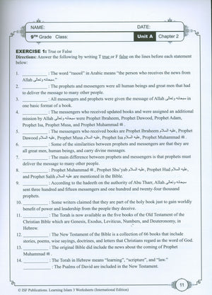 Learning Islam Weekend Edition Worksheets Level 3 (8th Grade)
