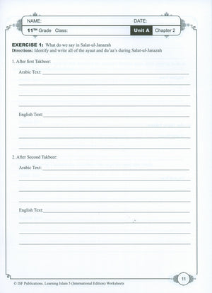 Learning Islam Weekend Edition Worksheets Level 5 (10th Grade)