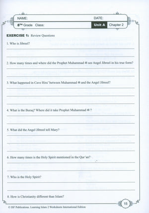 Learning Islam Weekend Edition Worksheets Level 2 (7th Grade)