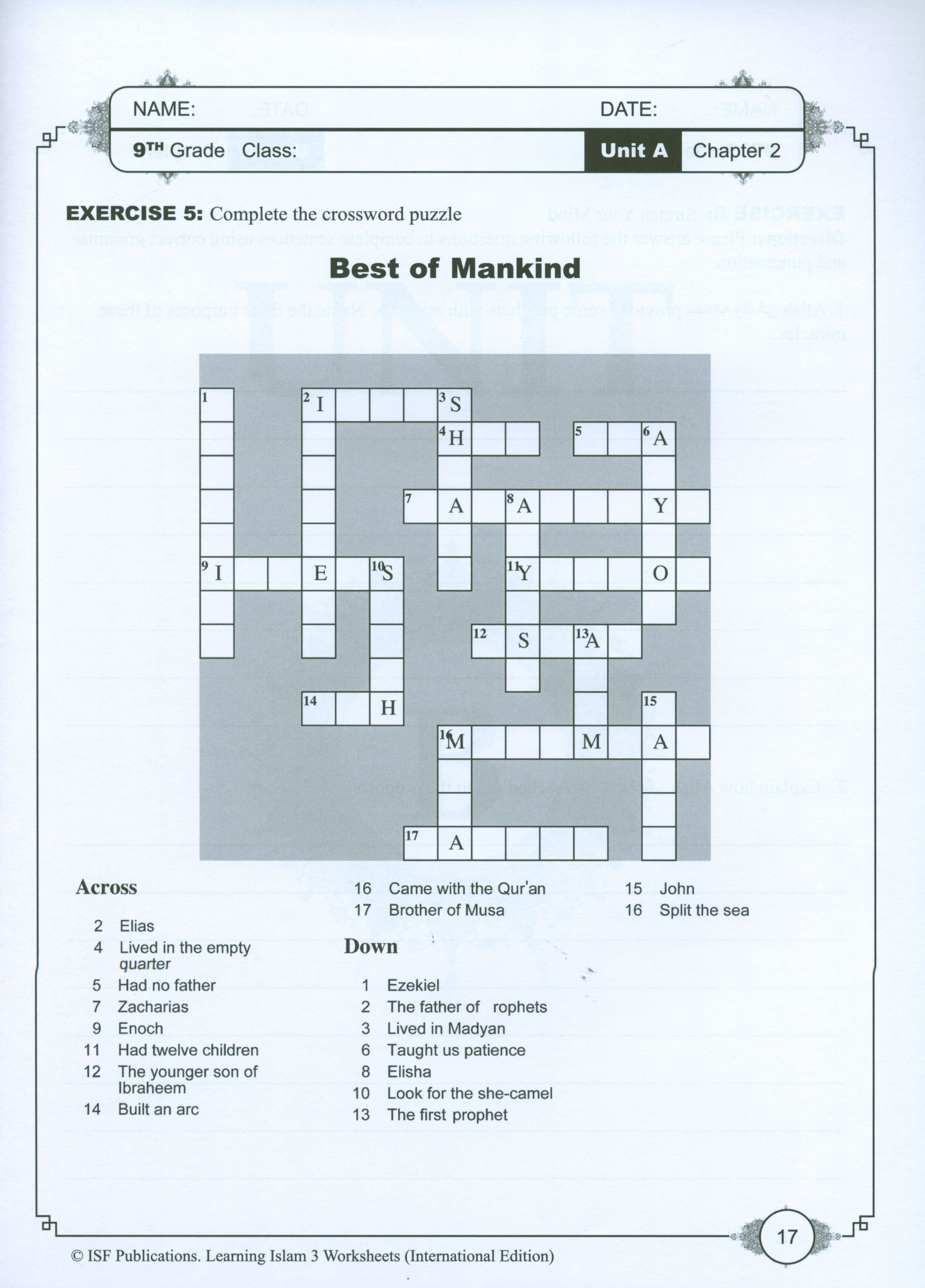 Learning Islam Weekend Edition Worksheets Level 3 (8th Grade)