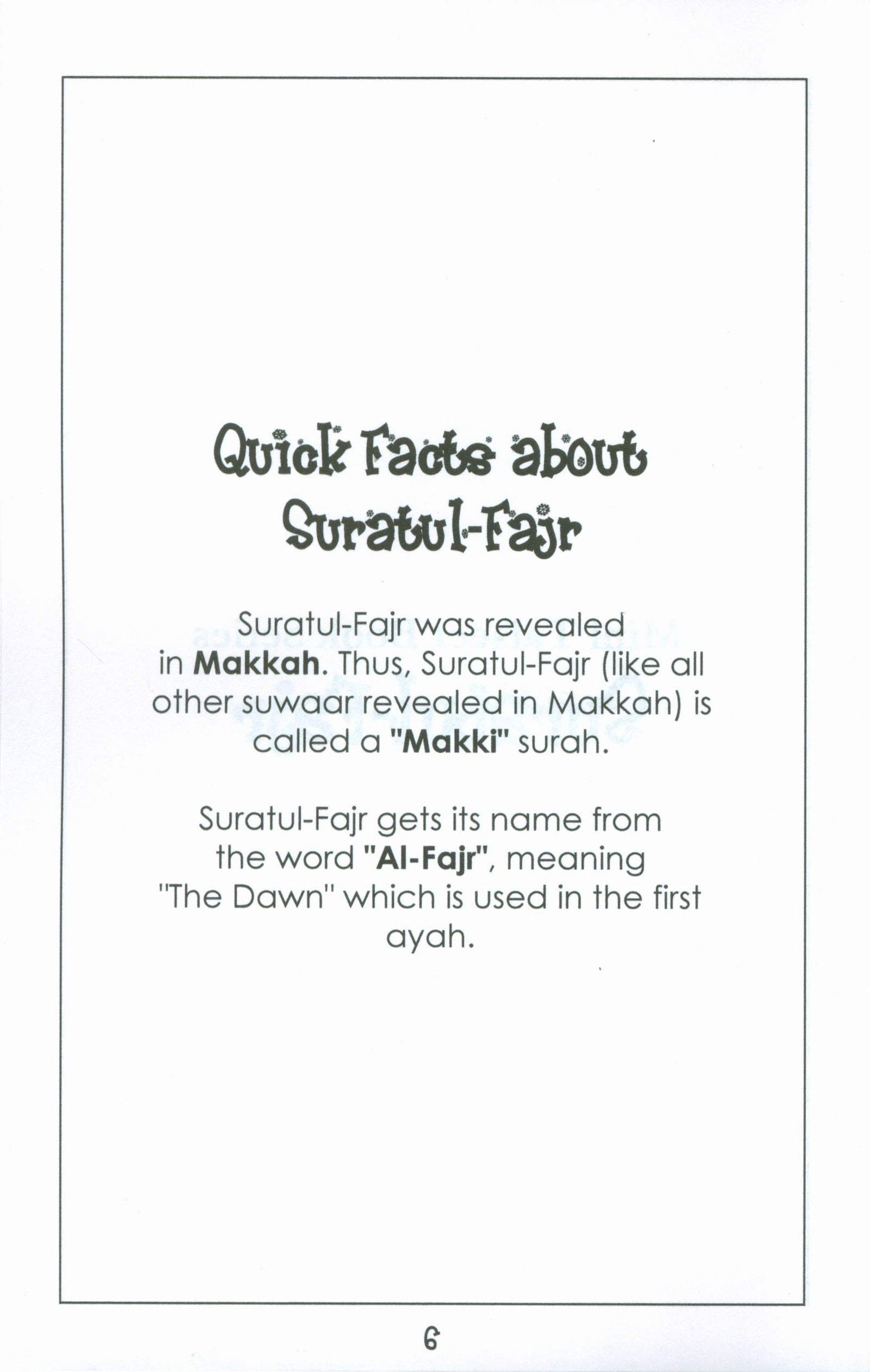 Surah 89 - Suratul Fajr Mini Tafseer Book