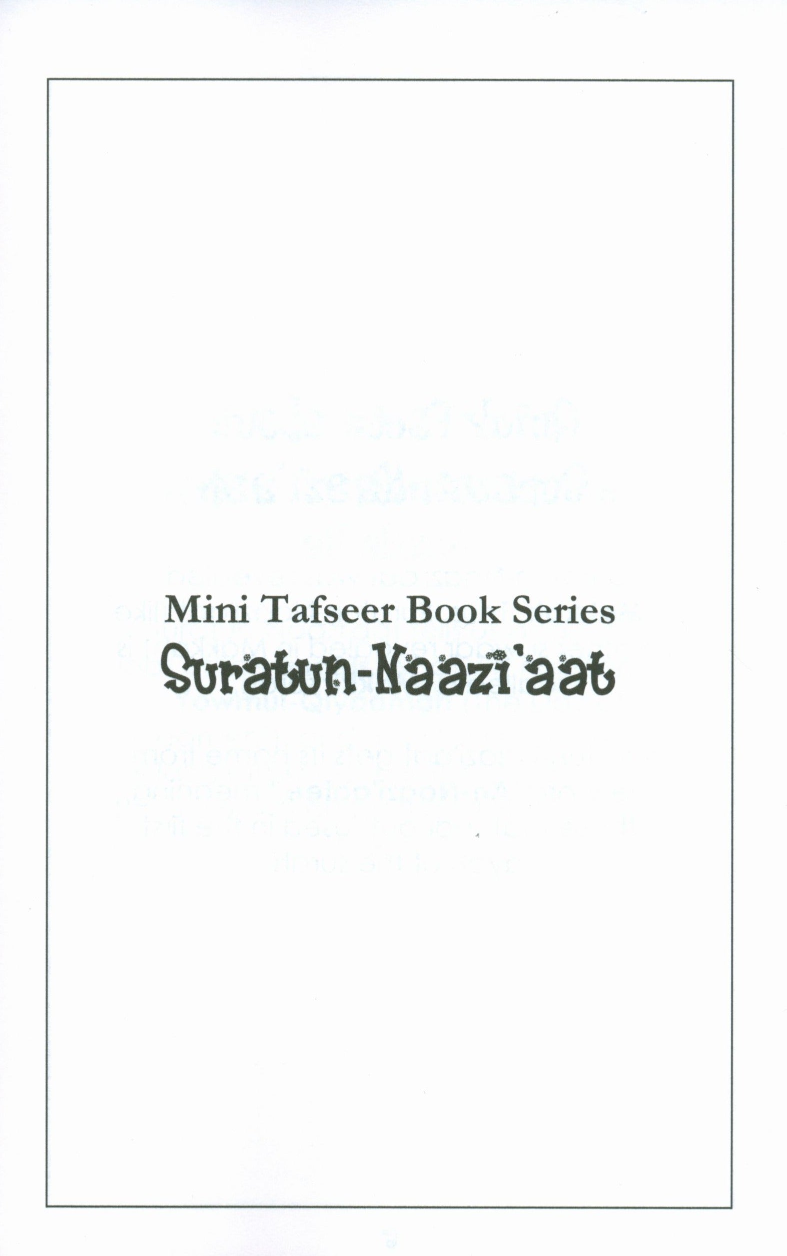 Surah 79 - Suratun Naazi'aat  Mini Tafseer Book