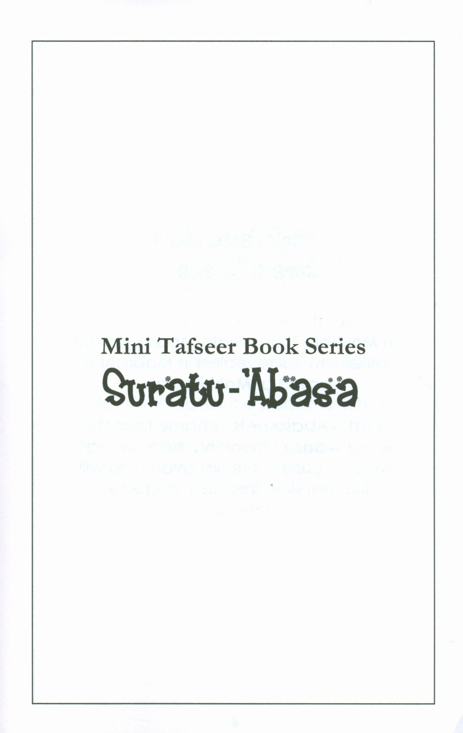 Surah 80 - Suratu 'Abasa Mini Tafseer Book