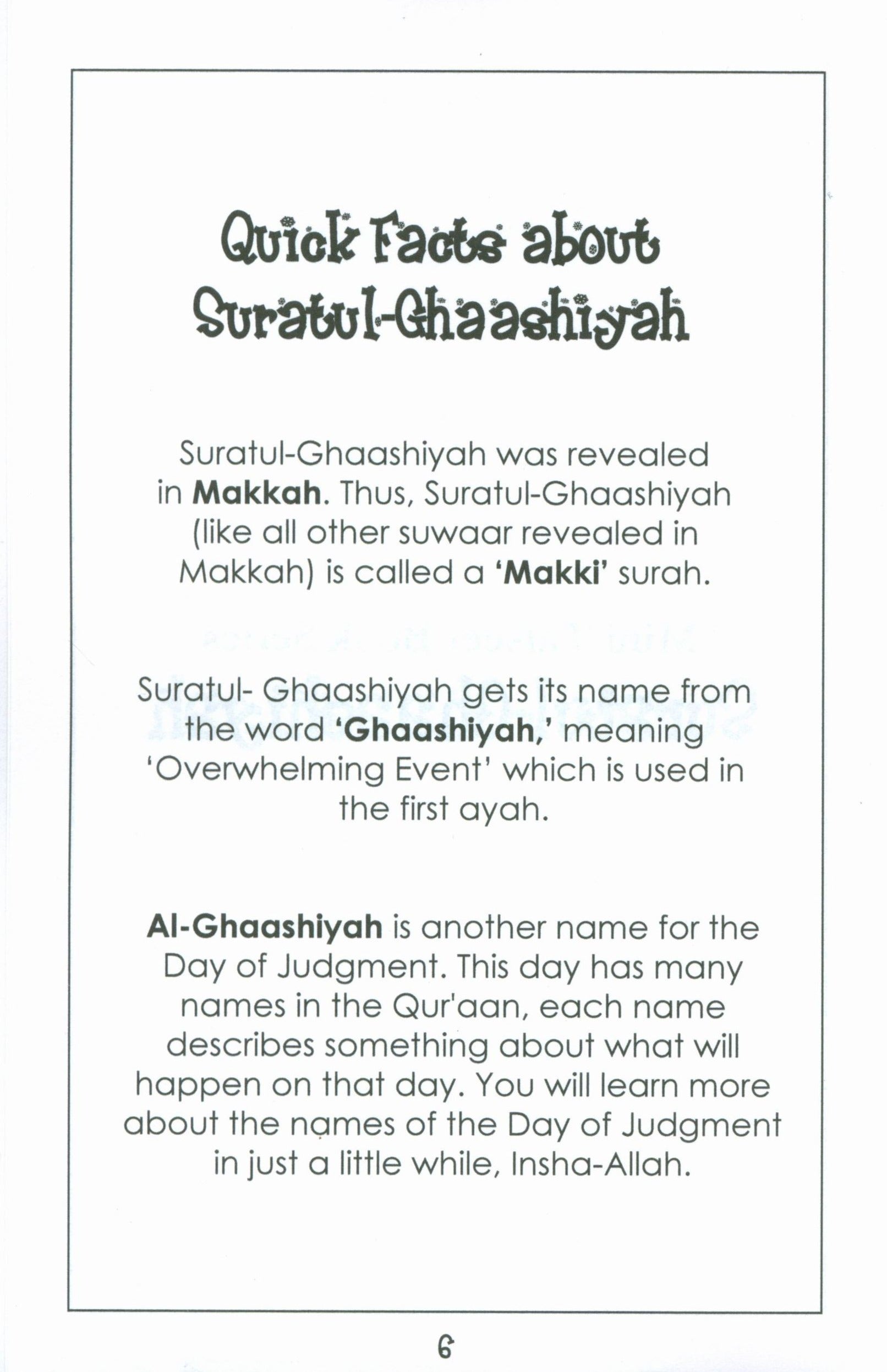 Mini Tafseer Book Suratul Ghaashiyah (Surah 88)