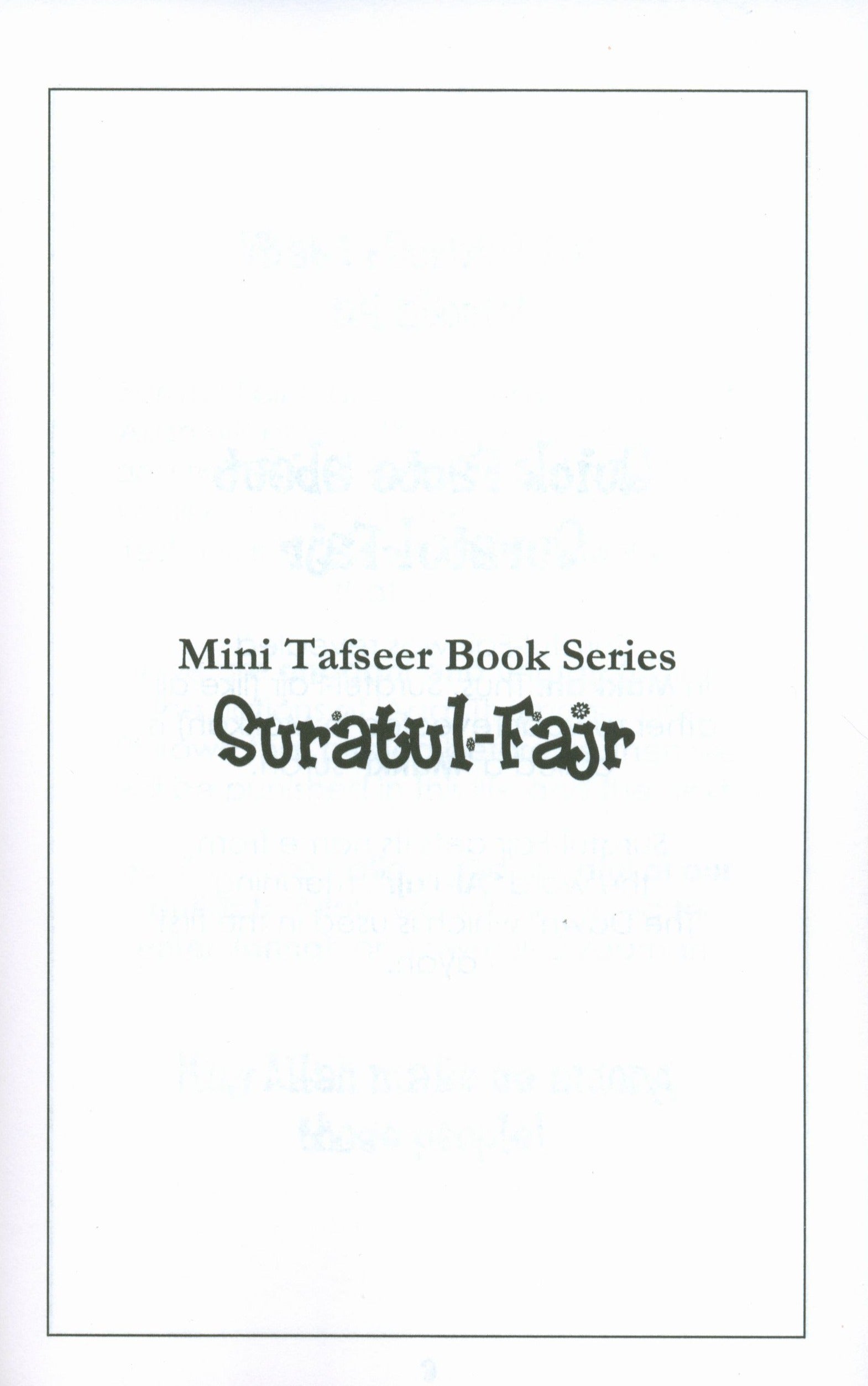Surah 89 - Suratul Fajr Mini Tafseer Book